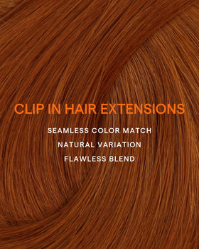 Extensions Full Shine en couleur cuivre en situation lors d'un événement