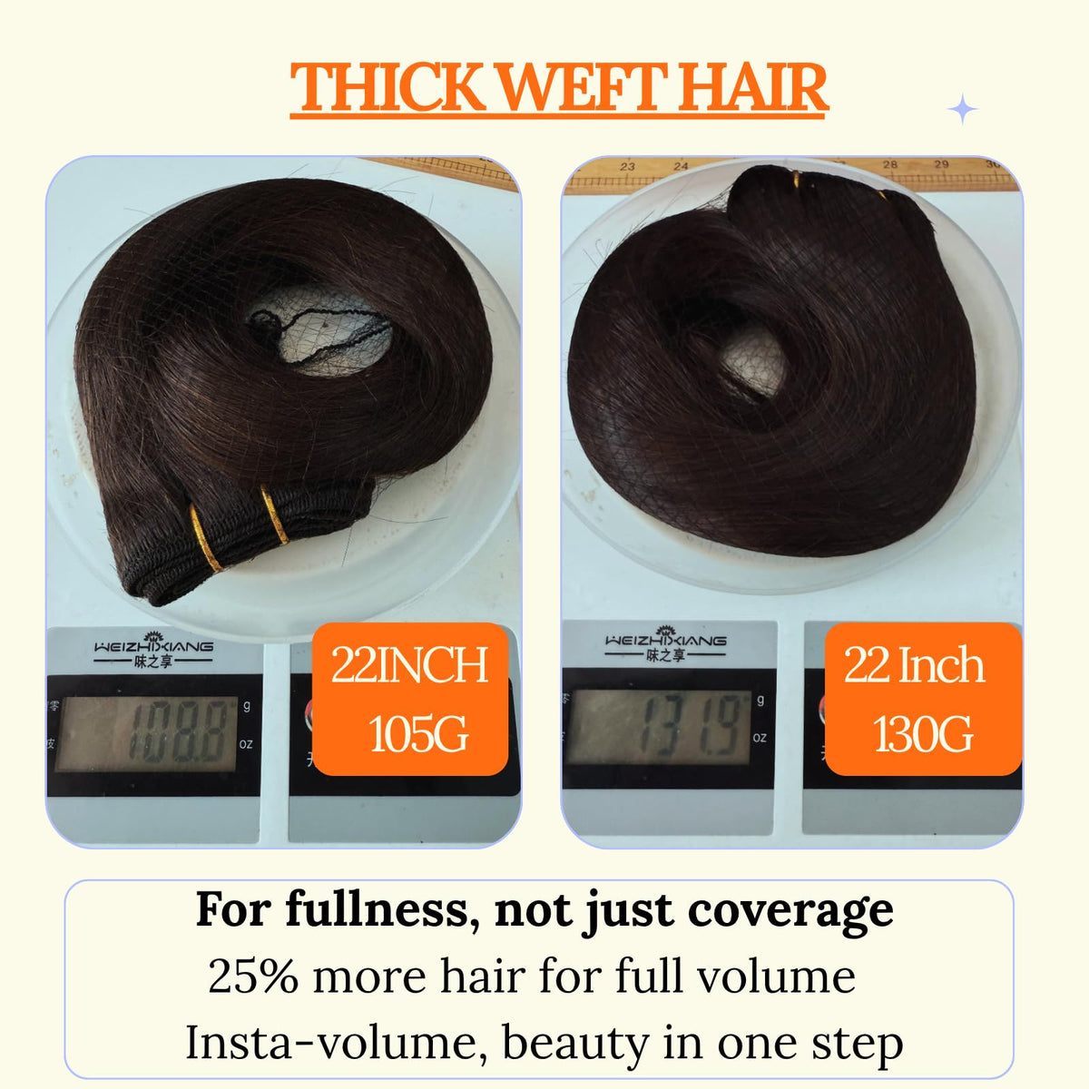 Extensions Full Shine montrant la construction à double tissage