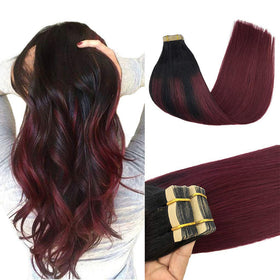 Extensions GOO GOO 20 pouces Balayage Noir Cerise vue de face