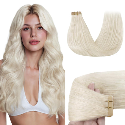 Extensions GOO GOO cheveux humains 20 pouces blond platine vue avant