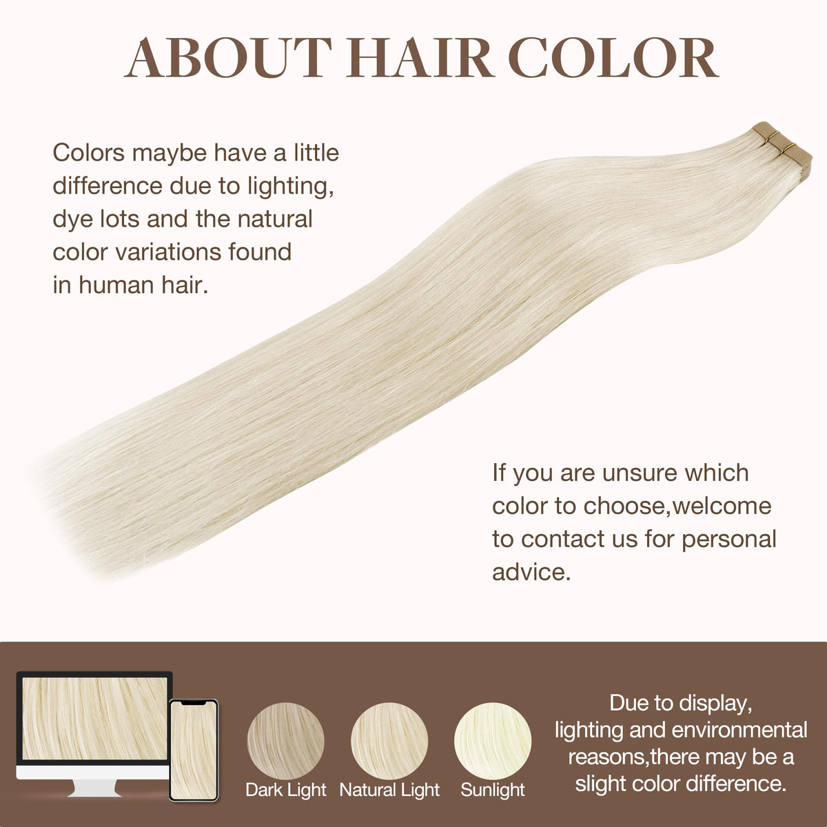 Extensions GOO GOO cheveux humains 20 pouces en lumière naturelle