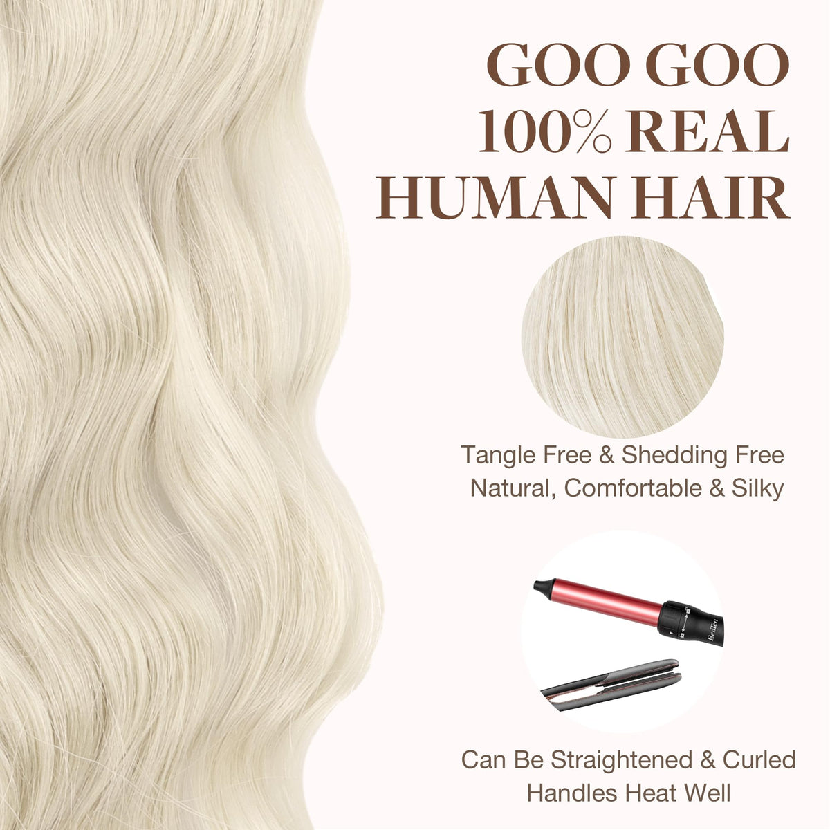 Extensions GOO GOO cheveux humains 20 pouces sur un modèle