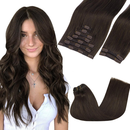 Extensions GOO GOO cheveux humains 24 pouces châtain clair vue avant