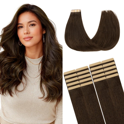 Extensions GOO GOO cheveux humains chocolat brun 18 pouces vue de face