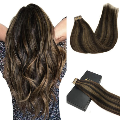 Extensions GOO GOO cheveux naturels 20 pouces marron foncé vue avant
