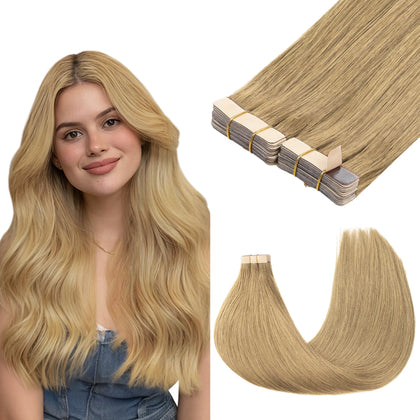 Extensions GOO GOO en cheveux humains bronde 16 pouces vue de face