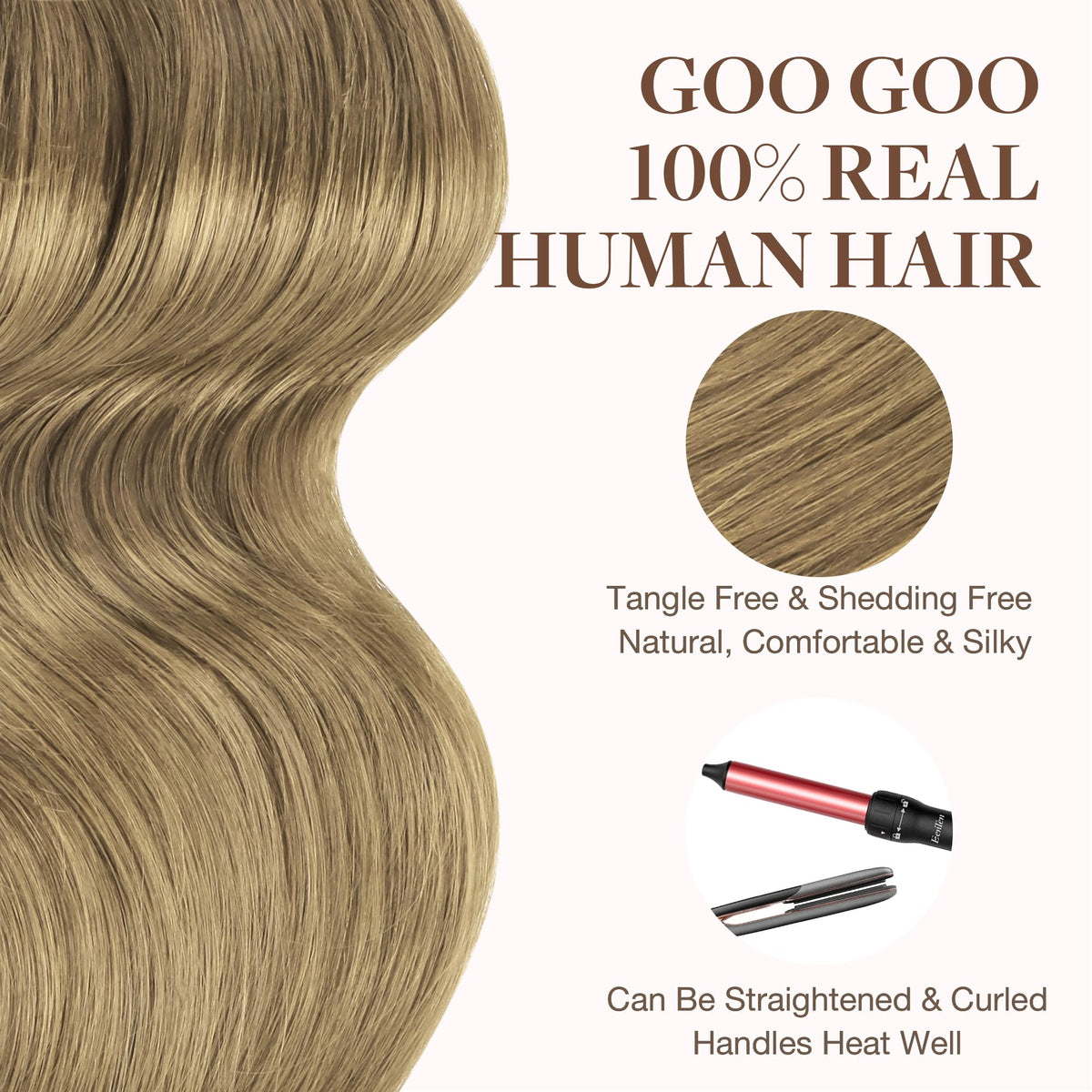 Extensions GOO GOO en cheveux humains bronde avec accessoires