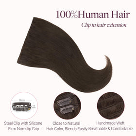 Extensions GOO GOO en cheveux humains châtain clair avec trousse de rangement