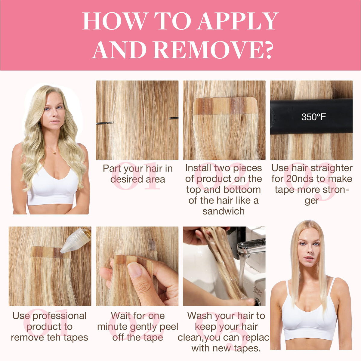 Extensions GOO GOO en cheveux humains, couleur blond doré