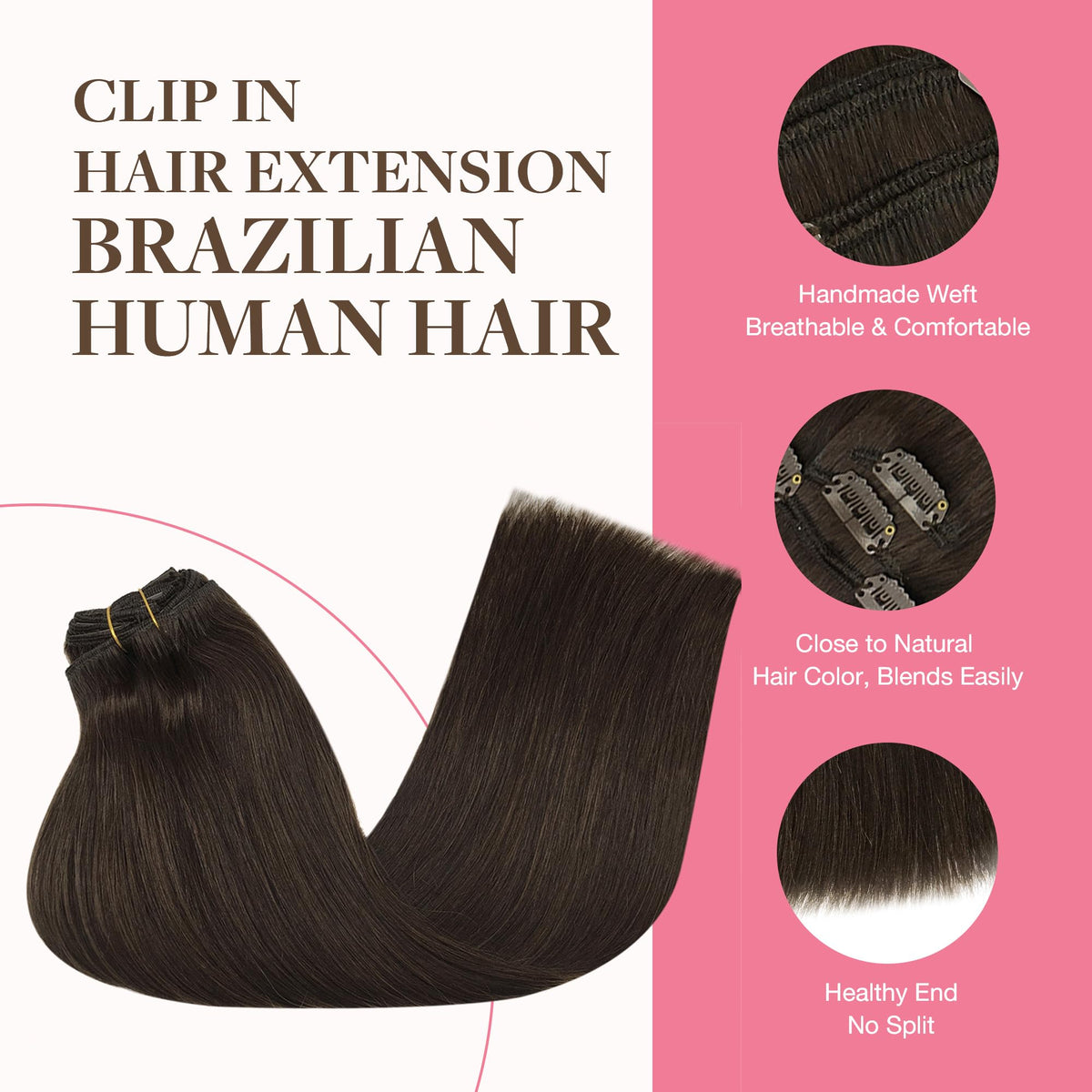 Extensions GOO GOO en cheveux humains installées sur des cheveux naturels