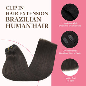 Extensions GOO GOO en cheveux humains, présentation de la couleur marron foncé