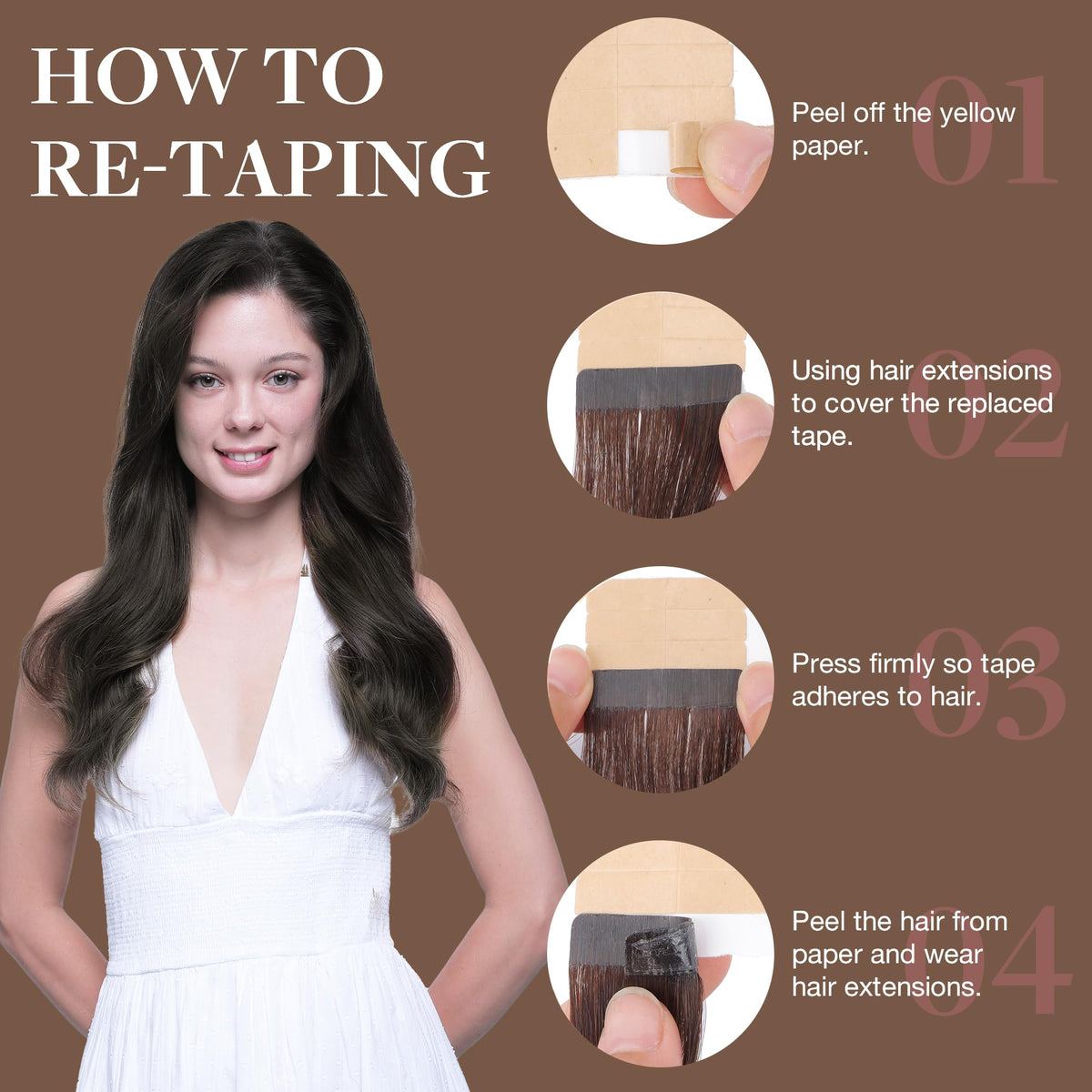 Extensions GOO GOO montrant la texture soyeuse des cheveux