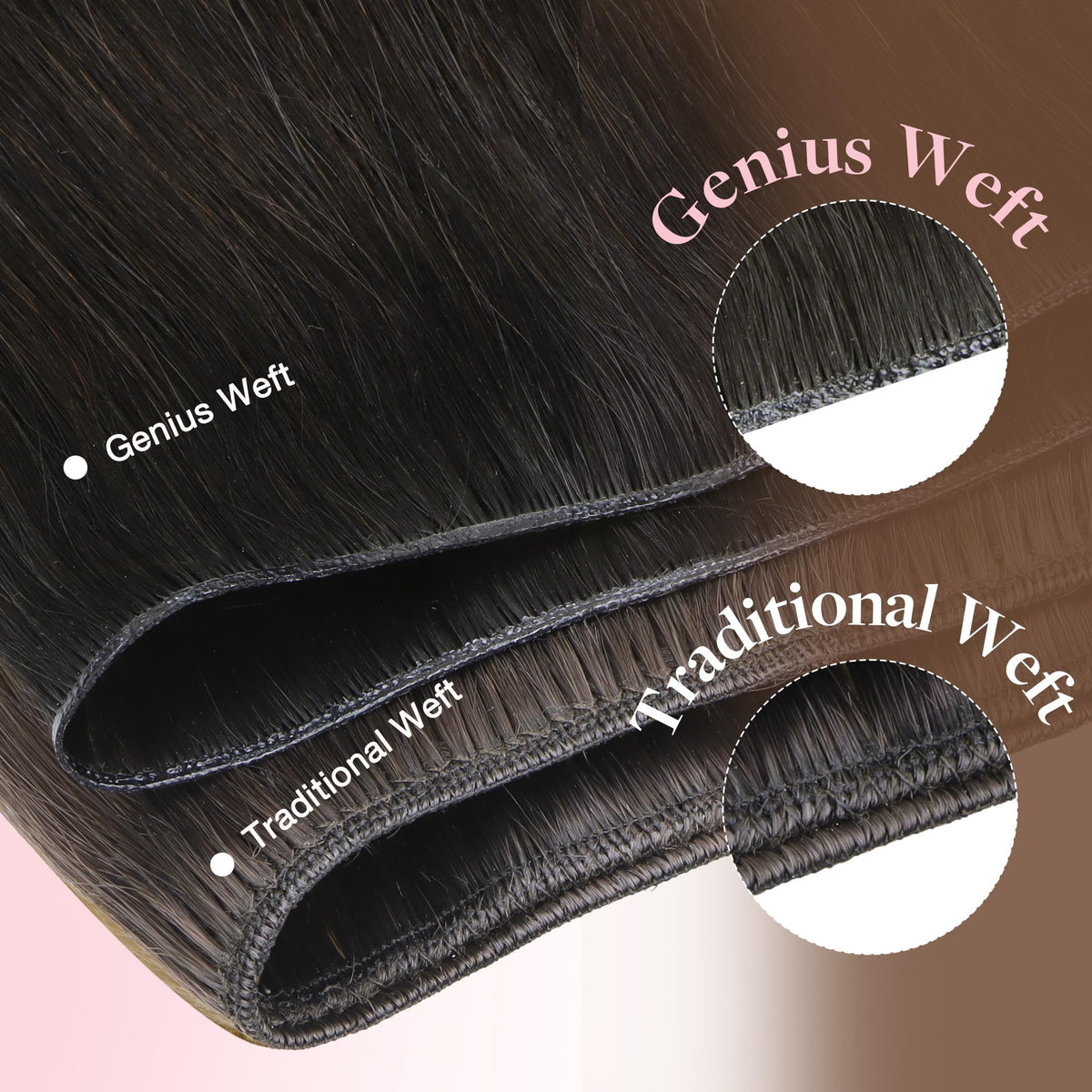 Extensions GOO GOO posées sur un support, montrant la texture