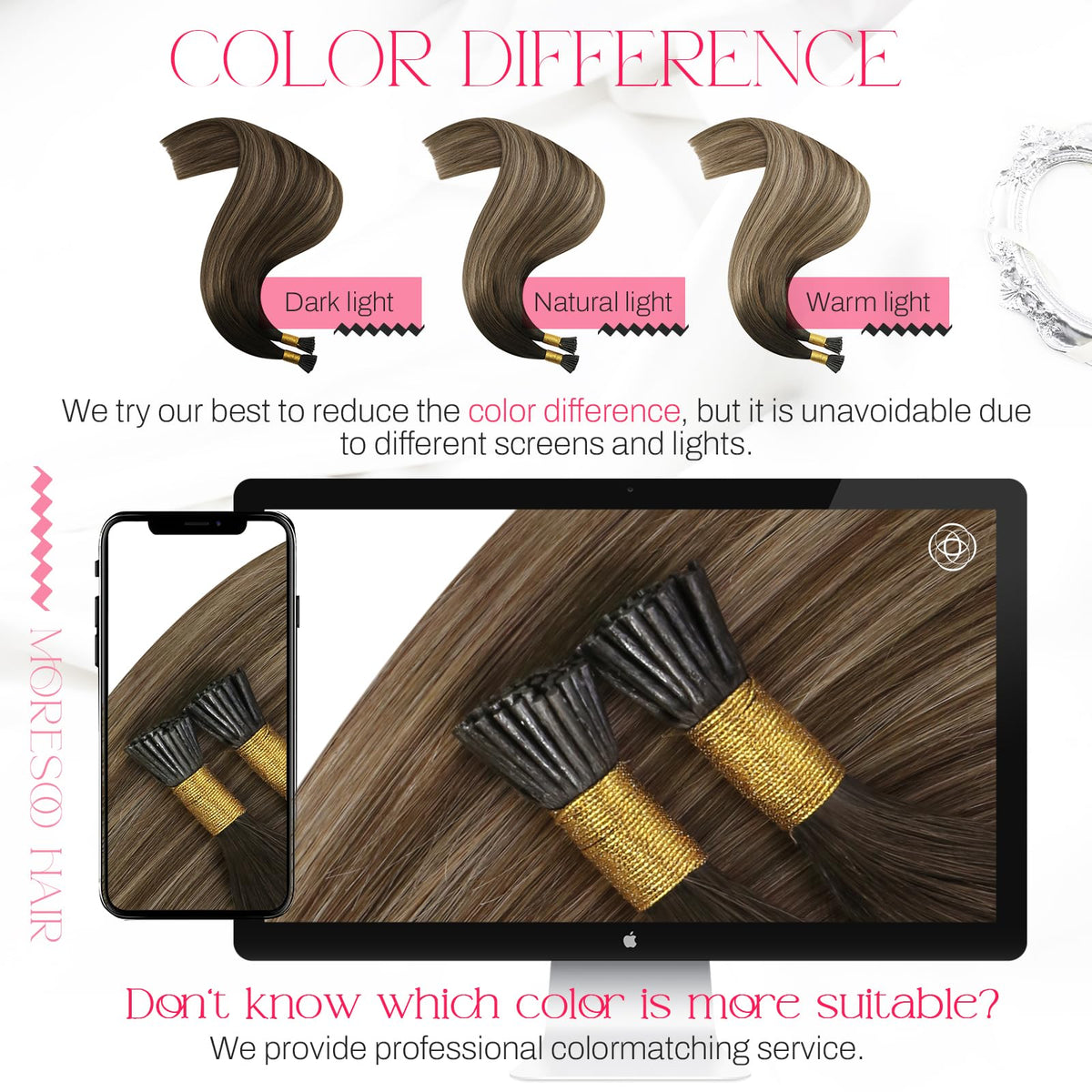 Extensions I Tip Moresoo installées sur cheveux naturels