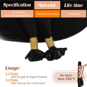 Extensions K Tip Sunny Hair en cheveux humains sur un support