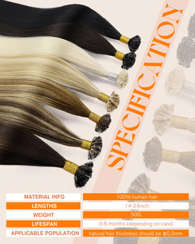 Extensions K Tip Sunny Hair présentées avec différentes teintes