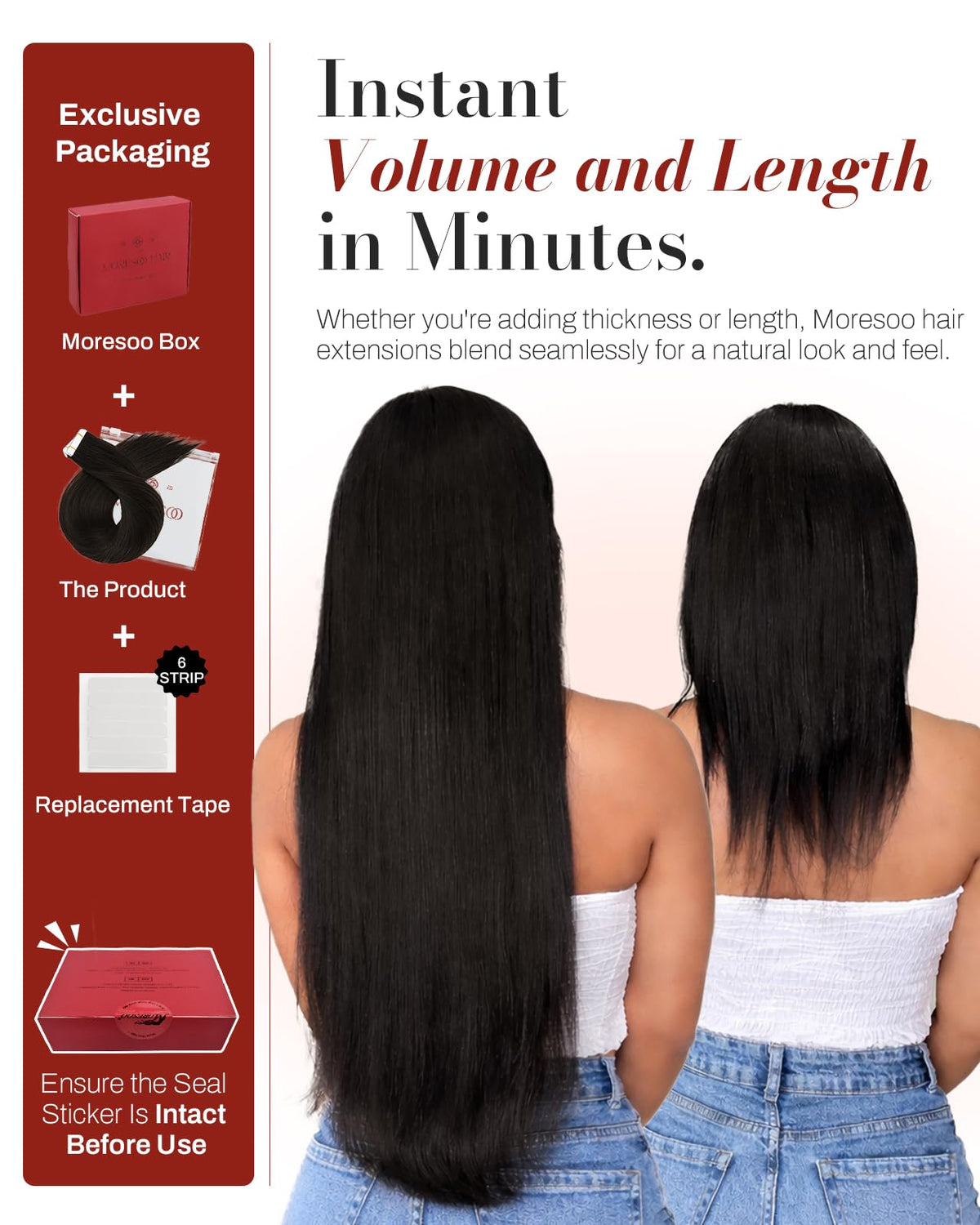 Extensions Moresoo en brun foncé avec texture soyeuse