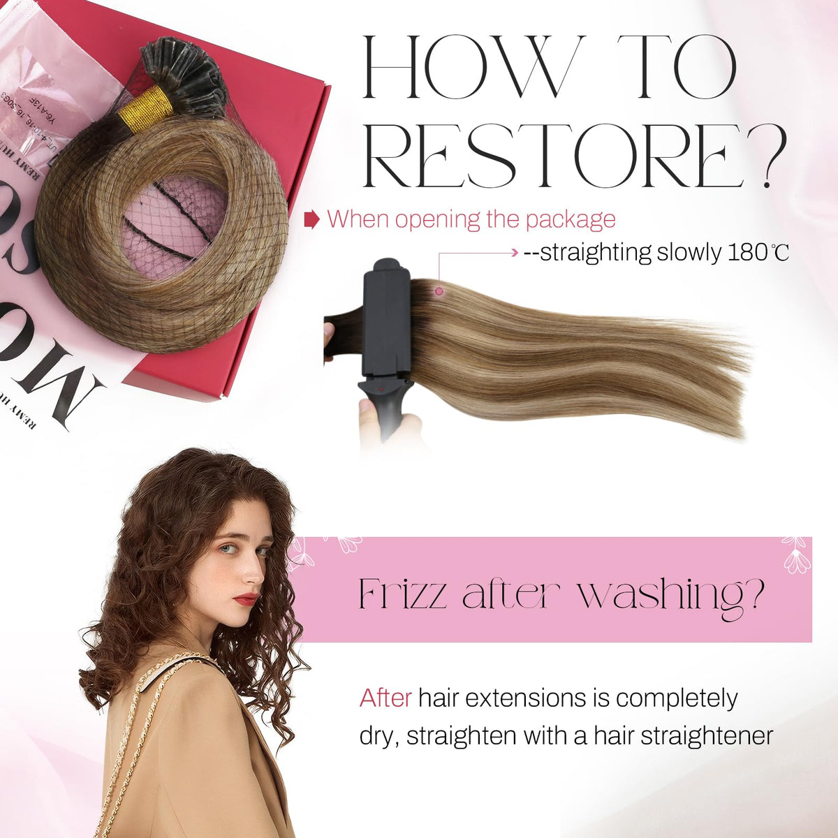 Extensions Moresoo K Tip posées sur cheveux naturels