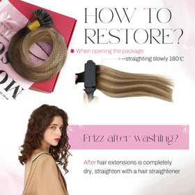 Extensions Moresoo K Tip posées sur cheveux naturels