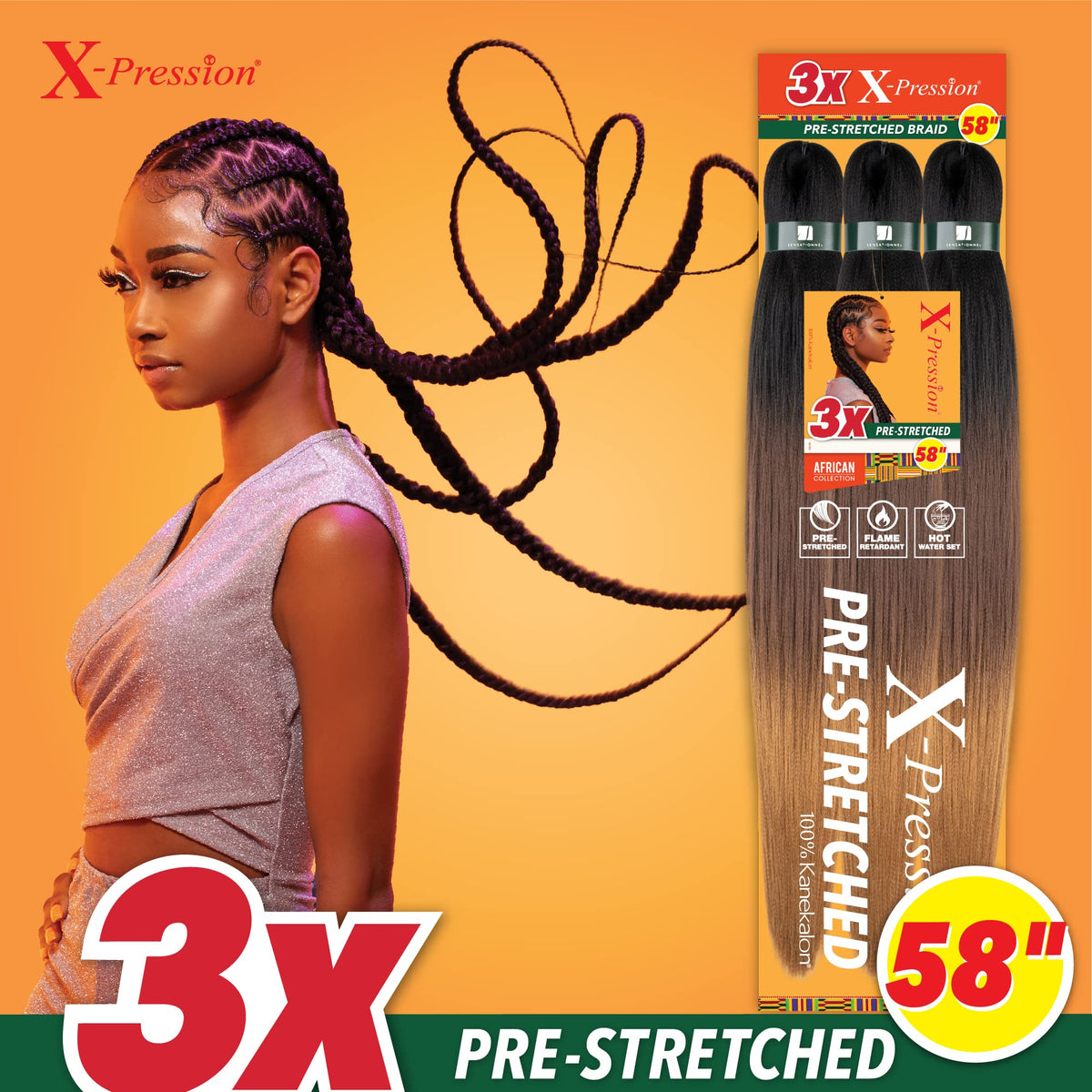 Extensions Sensationnel X-PRESSION emballées, vue de dessus