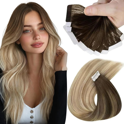 Extensions Sunny Hair 22 pouces balayage couleur marron avant
