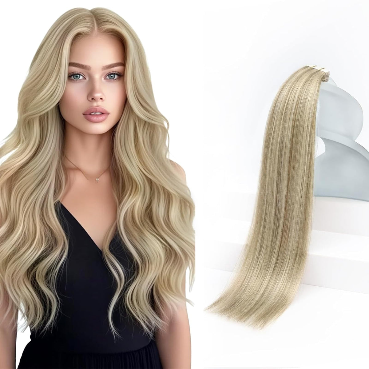 Extensions Sunny Hair en cheveux humains blonds, paquet de 20 pièces