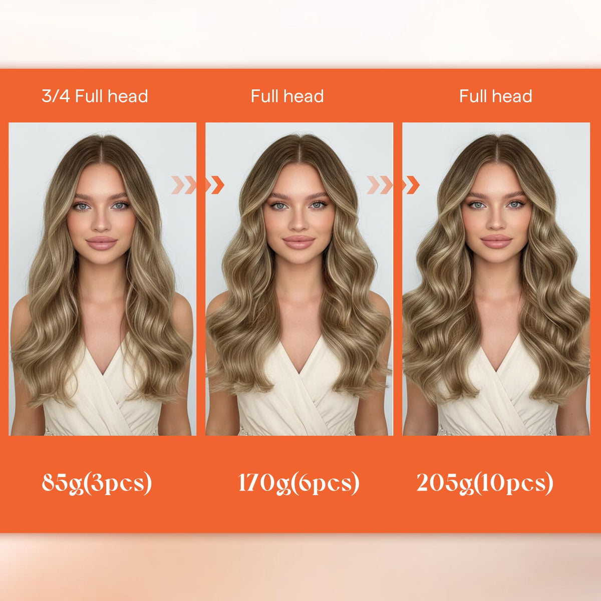 Extensions Sunny Hair étalées pour montrer la largeur des mèches