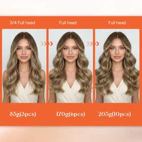 Extensions Sunny Hair étalées pour montrer la largeur des mèches