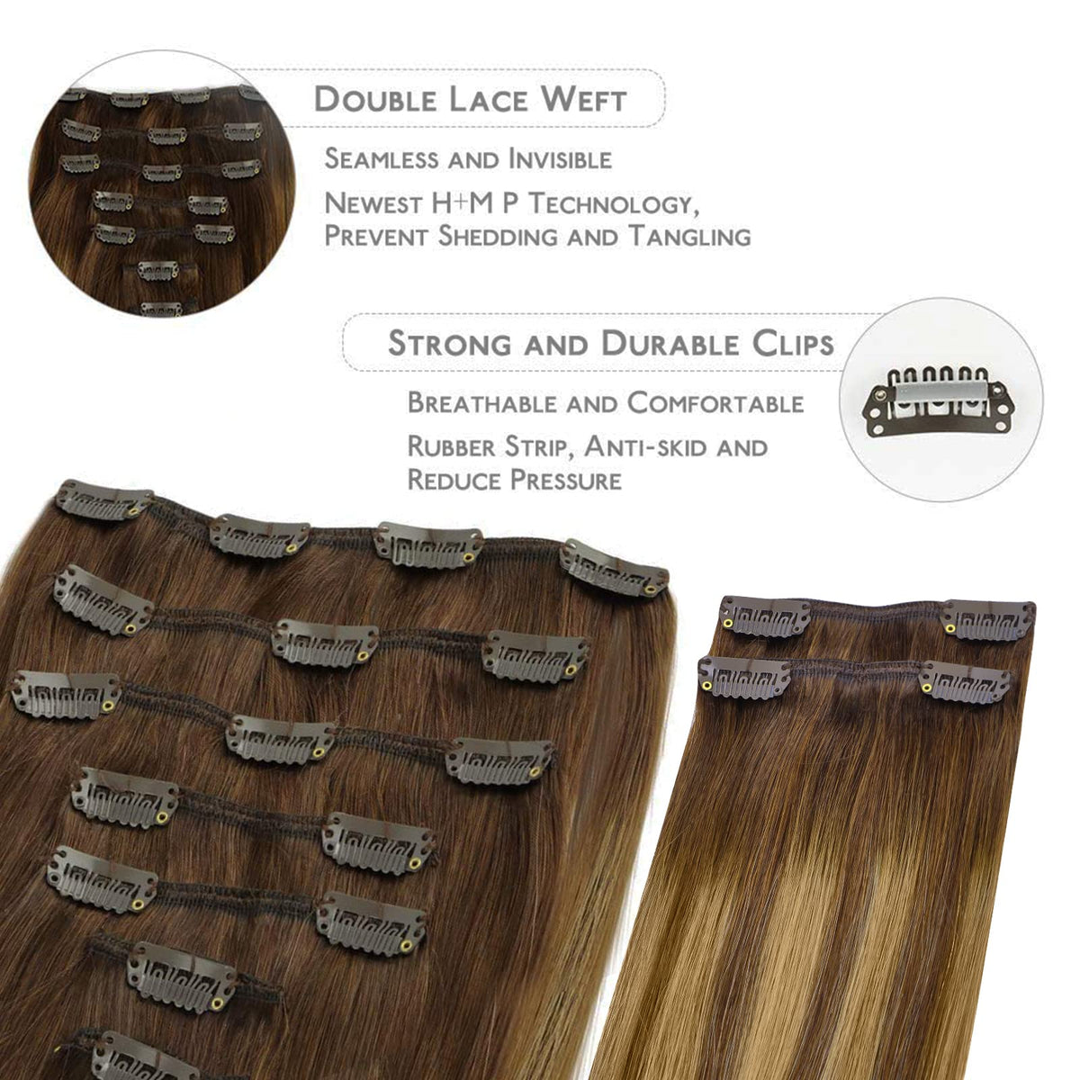 Extensions Wennalife montrant la texture douce des cheveux