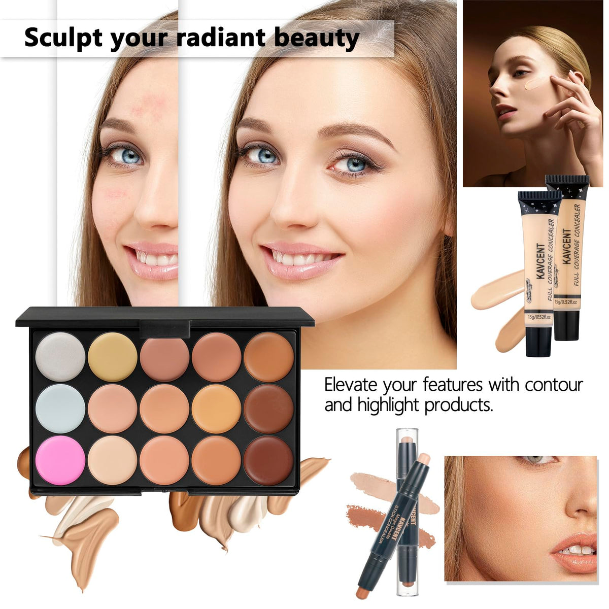 Eyeliner et mascara du kit KAVCENT pour un look parfait