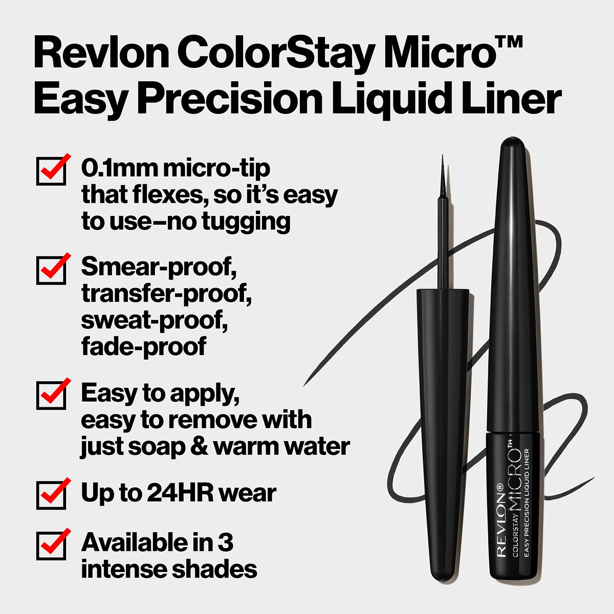 Eyeliner REVLON ColorStay Micro But First, Wine sur un fond neutre