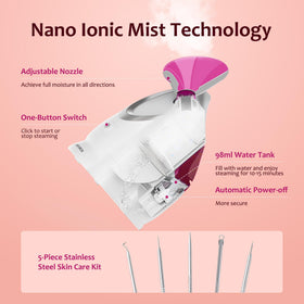 EZBASICS Steamer Facial rose avec vapeur ionique visible