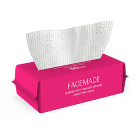FACEMADE Serviettes Visage Jetables XL 50 Compte, pack ouvert avec serviettes visibles