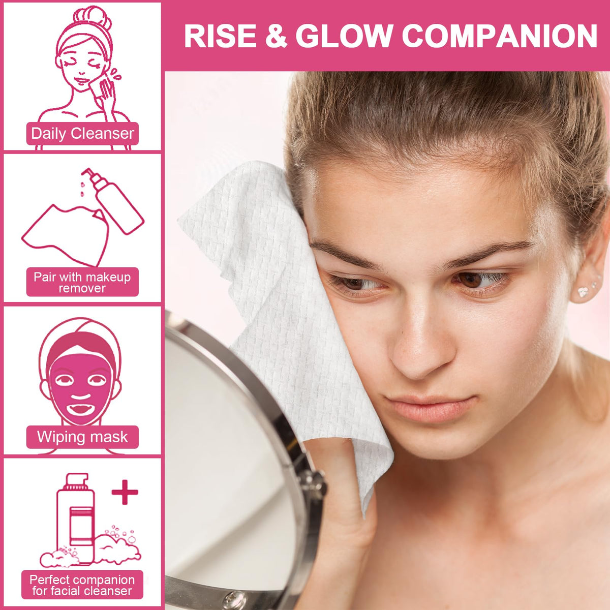 FACEMADE Serviettes Visage Jetables XL, serviette en utilisation sur visage