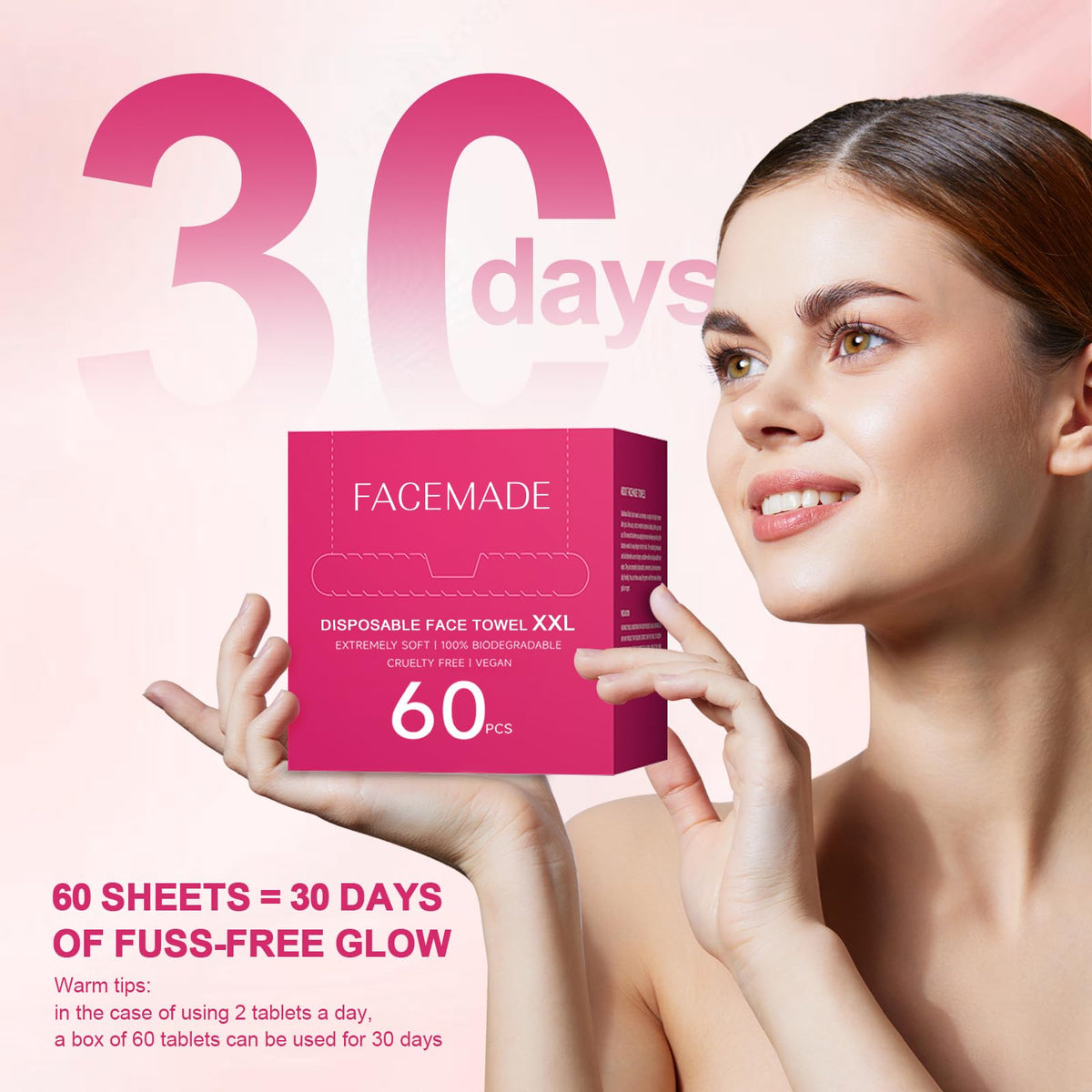 FACEMADE Serviettes Visage Jetables XXL paquet ouvert