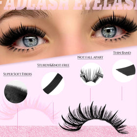 FADLASH cils en clusters avec colle et pinces