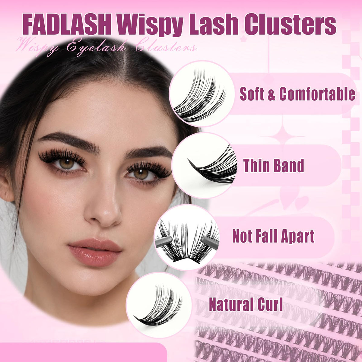 FADLASH Cils Individuels D Curl 280PCS avec détail de la bande