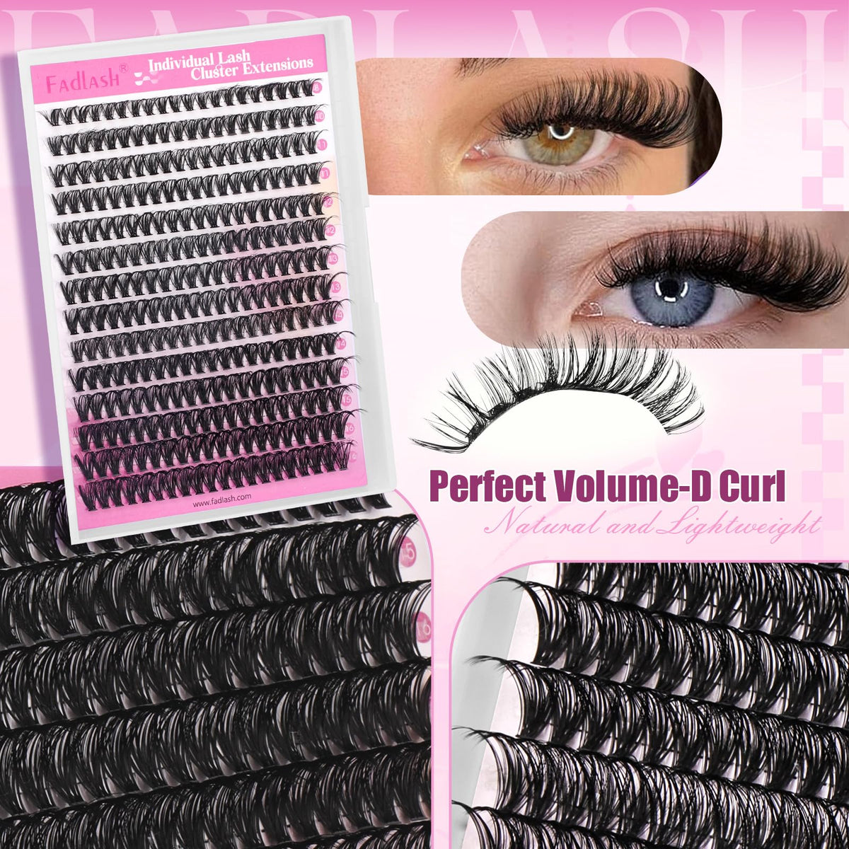 FADLASH Cils Individuels D Curl 280PCS dans leur emballage