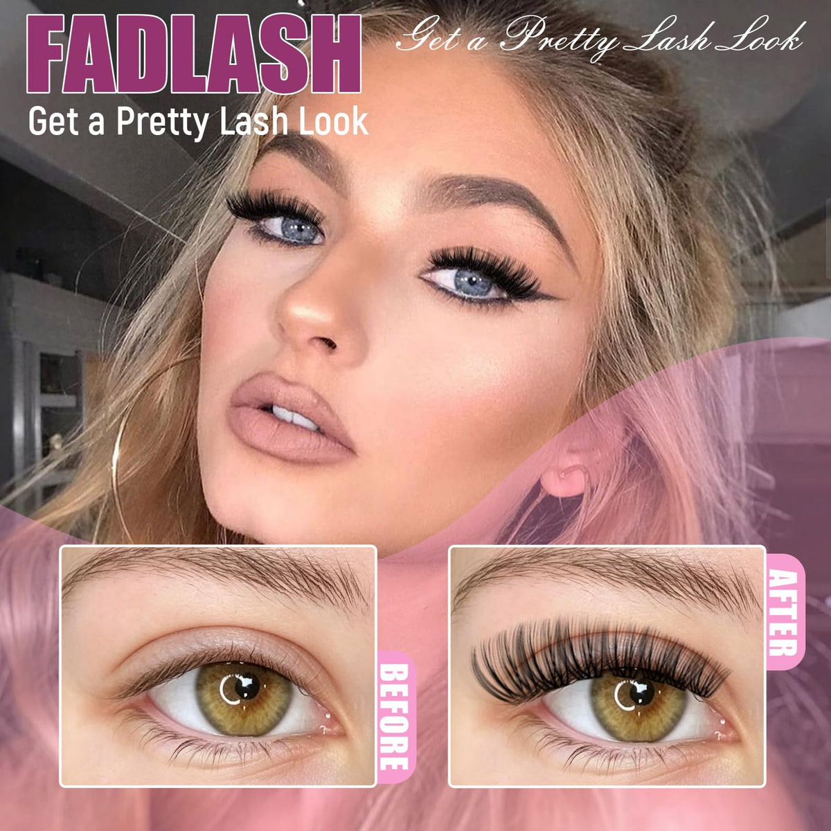 FADLASH Cils Individuels D Curl 280PCS en vue latérale