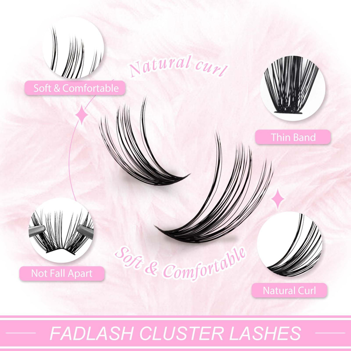 FADLASH Cils Individuels D Curl 280PCS sur un fond neutre