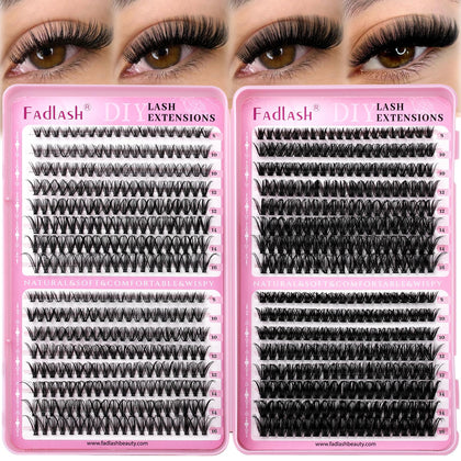 FADLASH cluster de cils 640Pcs avec 4 densités différentes