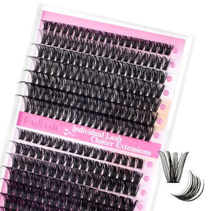 FADLASH Faux Cils 60D+80D 259pcs Longueurs Mixtes 10-20mm vue de face