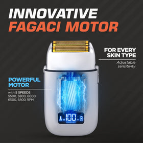 Fagaci Rasoir Électrique Foil vue arrière avec batterie