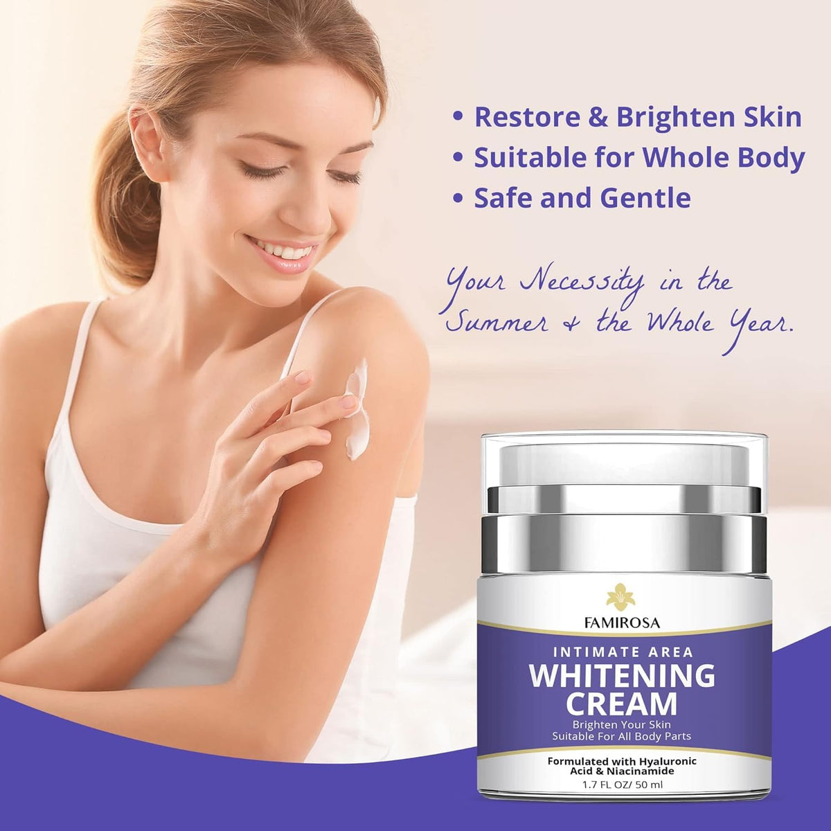 FAMIROSA Crème Correctrice de Taches Sombres 340g sur les cuisses intérieures