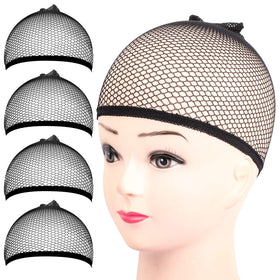 Fandamei bonnet de perruque noir en maille vue de face