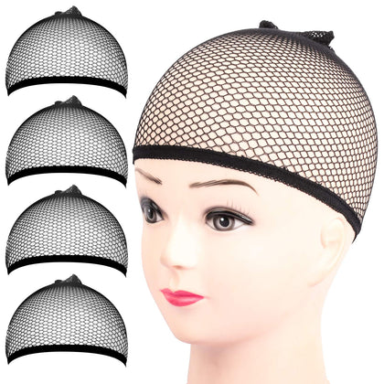 Fandamei bonnet de perruque noir en maille vue de face