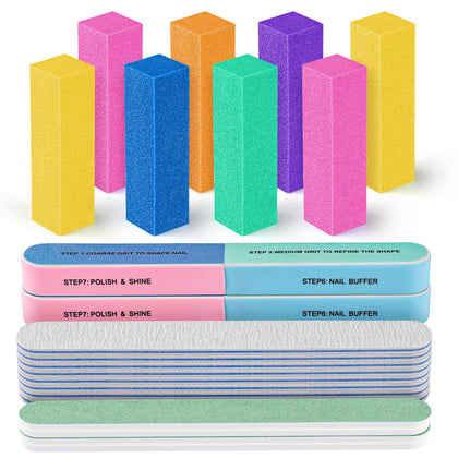 Fandamei kit d'outils de manucure avec 8PCS de limes et buffers colorés