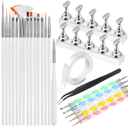 Fandamei Kit d'outils de nail art avec 15 pinceaux et 5 dotting tools