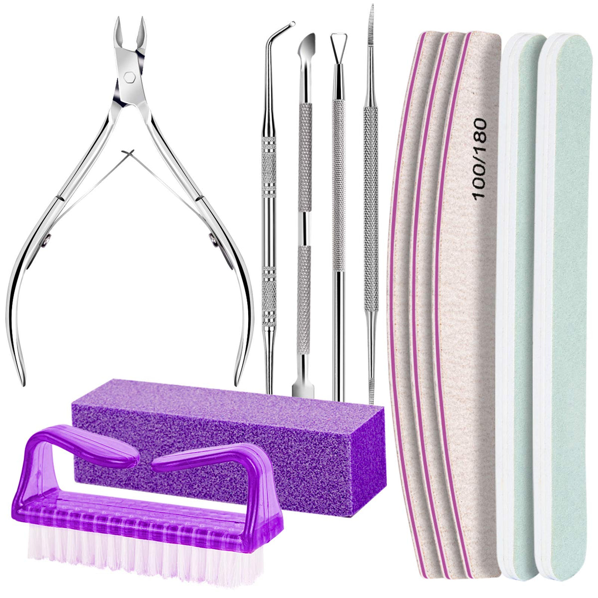 Fandamei kit manucure et pédicure violet avec divers outils