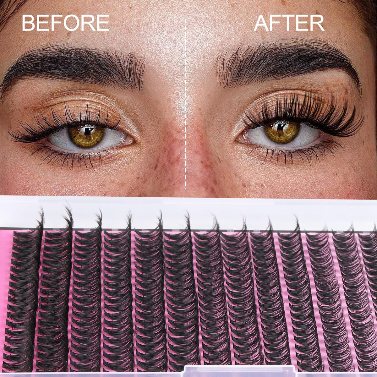 FANXITON Faux Cils Clusters 40D D Curl 280pcs en présentation